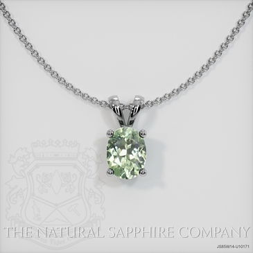 Image of Green Sapphire Pendant Necklace - Oval 1.26 Ct. - 14K White Gold - #JS85W14,U10171