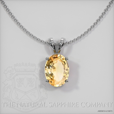 Image of Peach Sapphire Pendant Necklace - Oval 1.10 Ct. - 14K White Gold - #JS85W14,U10873