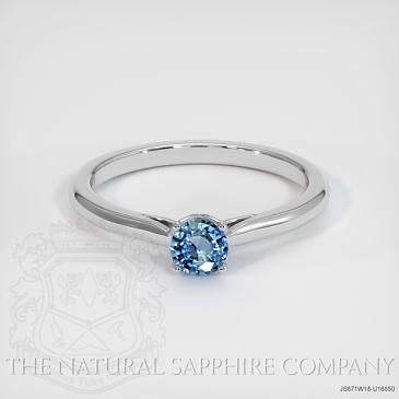 Image of Greenish Blue Sapphire Ring - Round 0.52 Ct. - 18K White Gold - #JS871W18,U16850