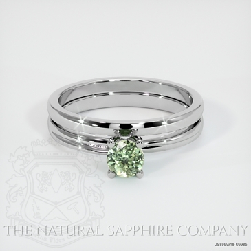Image of Yellowish Green Sapphire Ring - Round 0.68 Ct. - 18K White Gold - #JS899W18,U9985