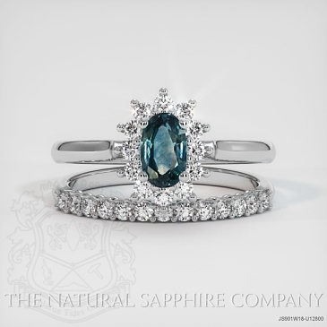 Image of Greenish Blue Sapphire Ring - Oval 0.57 Ct. - 18K White Gold - #JS901W18,U12800