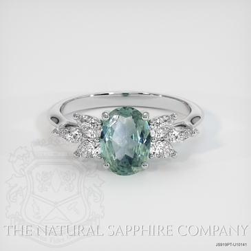 Image of Bluish Green Sapphire Ring - Oval 1.19 Ct. - Platinum 950 - #JS919PT,U10141