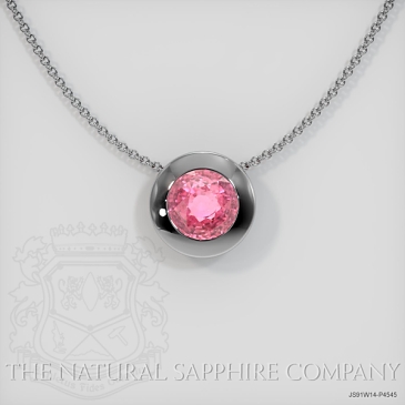 Image of Pink Sapphire Pendant Necklace - Round 3.09 Ct. - 14K White Gold - #JS91W14,P4545