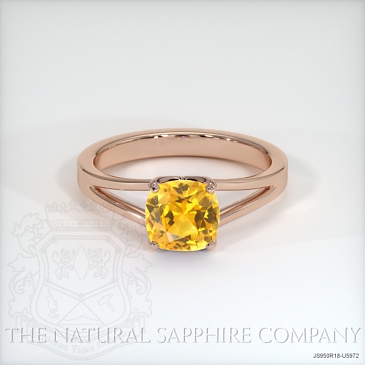 Image of Orangish Yellow Sapphire Ring - Cushion 1.16 Ct. - 18K Rose Gold - #JS950R18,U5972