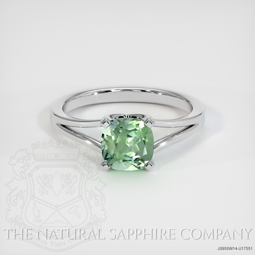 Image of Green Sapphire Ring - Cushion 1.72 Ct. - 14K White Gold - #JS950W14,U17551