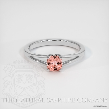 Image of Padparadscha Sapphire Ring - Cushion 0.51 Ct. - 18K White Gold - #JS950W18,S4464
