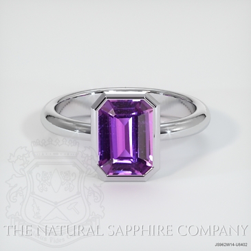 Image of Purple Sapphire Ring - Emerald Cut 1.84 Ct. - 14K White Gold - #JS962W14,U8402