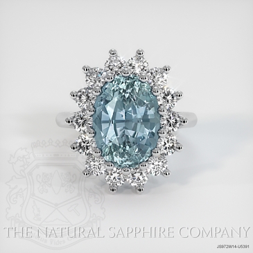 Image of Grayish Blue Sapphire Ring - Oval 5.22 Ct. - 14K White Gold - #JS972W14,U5391