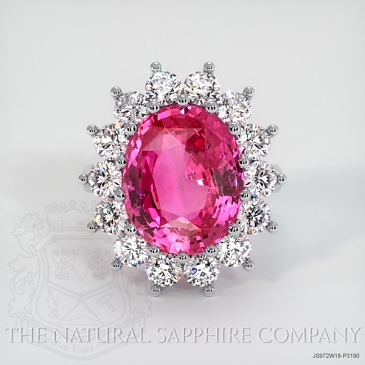 Image of Pink Sapphire Ring - Oval 10.02 Ct. - 18K White Gold - #JS972W18,P3190