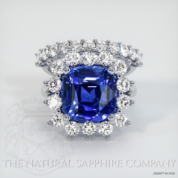 Image of Blue Sapphire Ring - Cushion 8.12 Ct. - Platinum 950 - #JS998PT,B13500