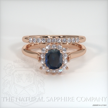 Image of Greenish Blue Sapphire Ring - Cushion 1.07 Ct. - 14K Rose Gold - #JS998R14,U11941