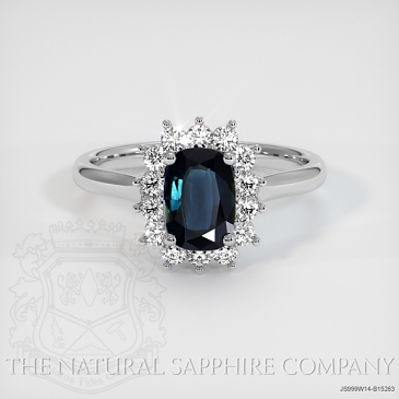 Image of Blue Sapphire Ring - Cushion 1.10 Ct. - 14K White Gold - #JS999W14,B15263